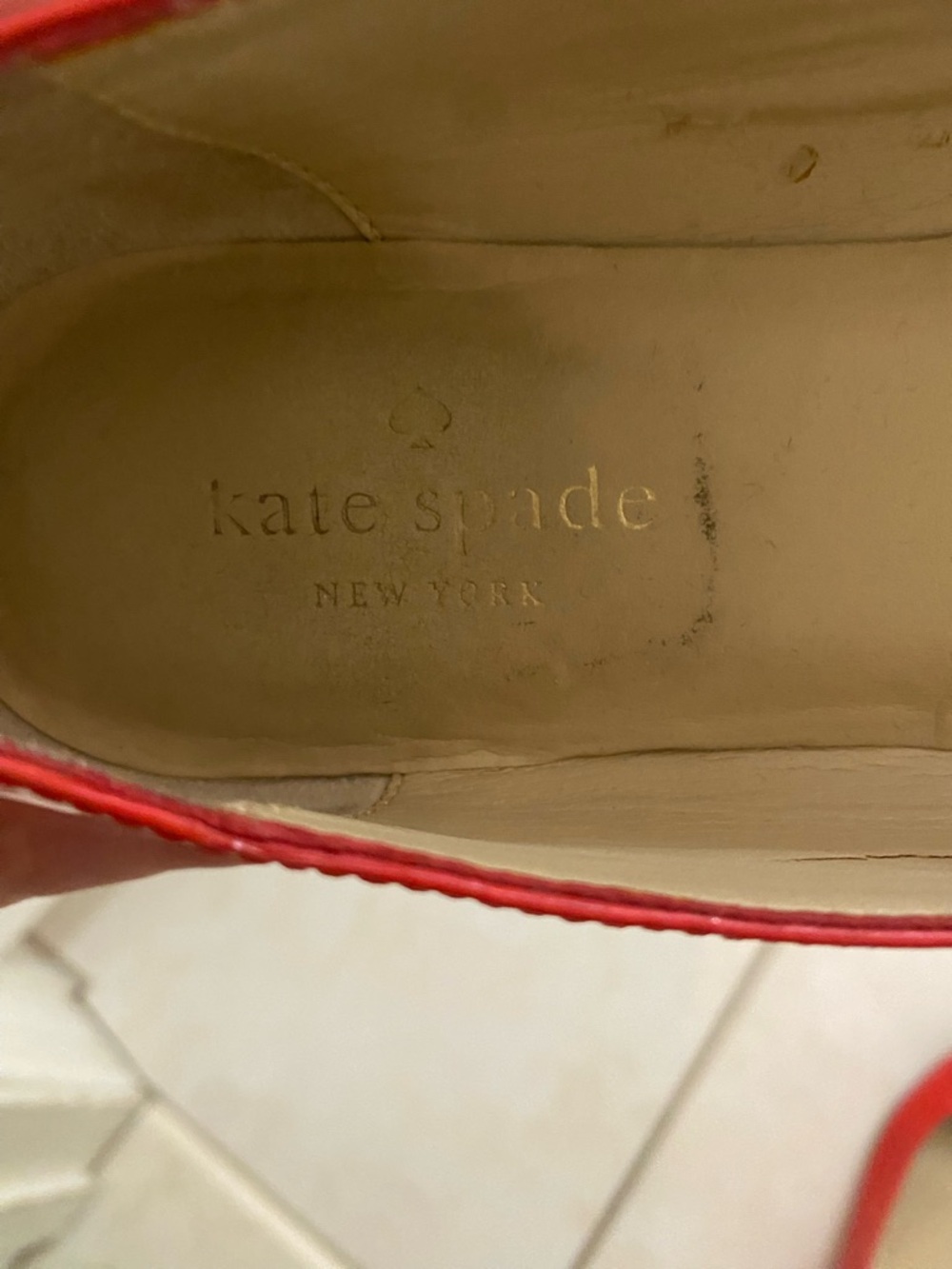 kate spade Red Patent Leather Flats with Black Bow & Gold Accent - Picture 4 of 4
